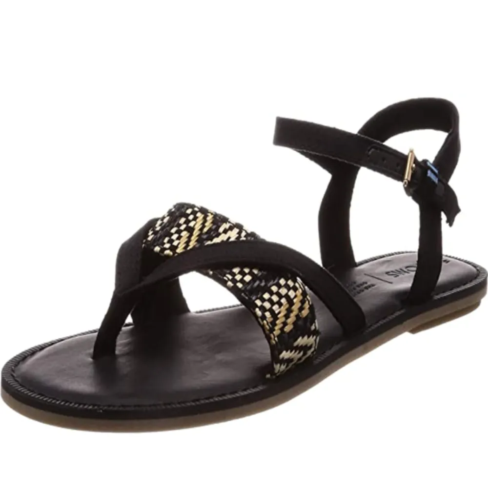 TOMS - Women's Closed Geometric Woven Toe Sandal - Black sold by The Foot Factory