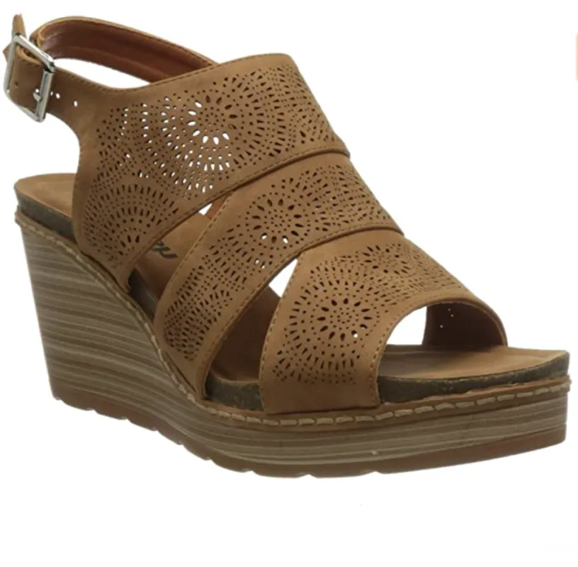 Refresh Womens Platform Wedge Sandals - Camel sold by The Foot Factory