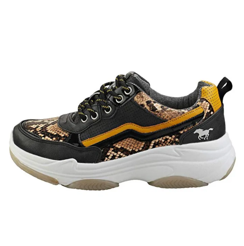 MUSTANG - SCHWARZ- SNAKE SKIN PRINT - CHUNKY TRAINERS sold by The Foot Factory