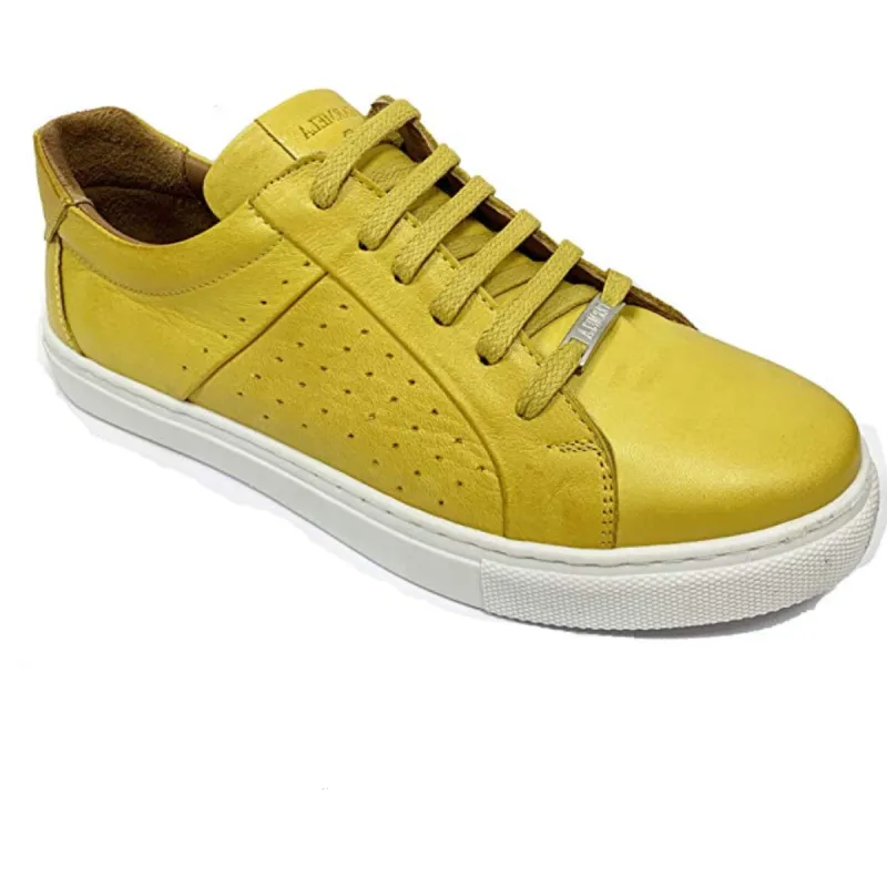 Carmela Womens Soft Leather Trainer - Mustard sold by The Foot Factory