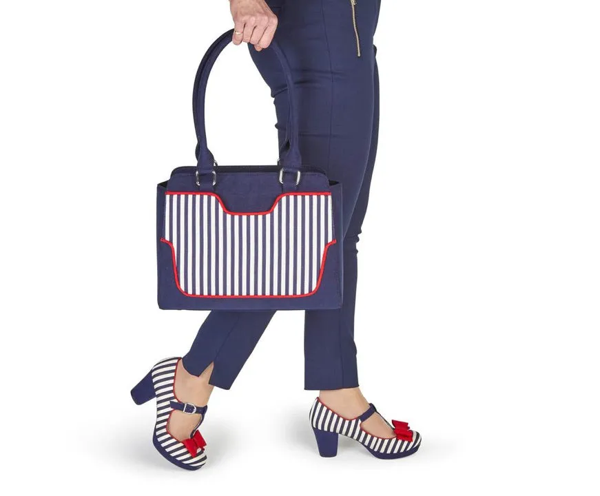 Ruby Shoo Jazz Mid Heel - Navy Stripe sold by The Foot Factory product image thumbnail 5