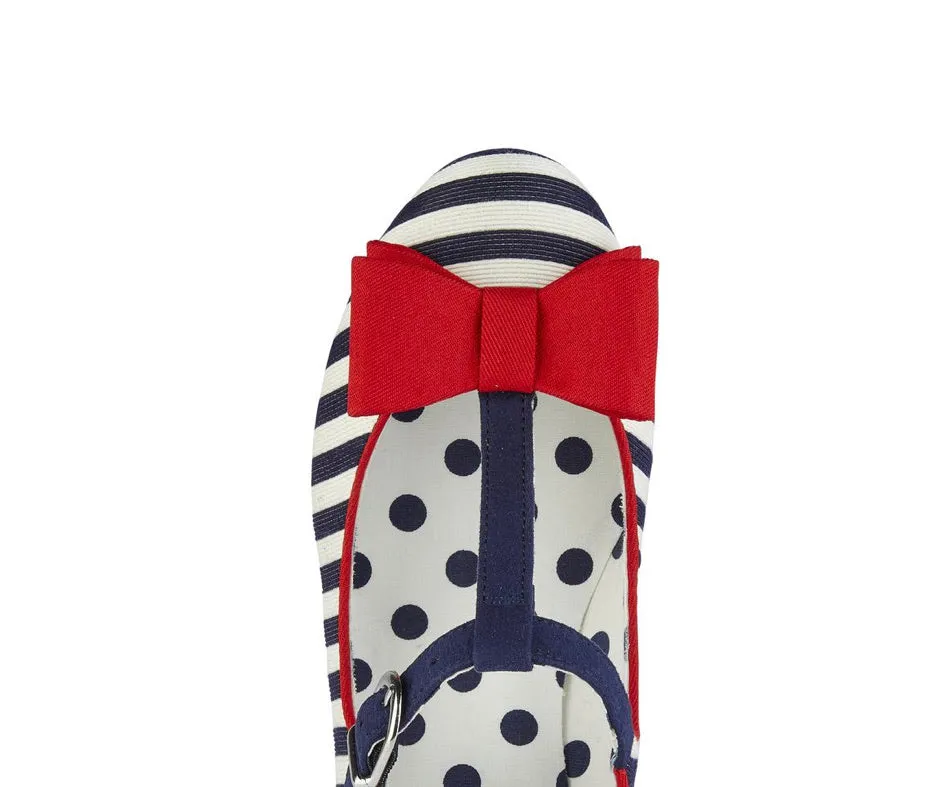Ruby Shoo Jazz Mid Heel - Navy Stripe sold by The Foot Factory product image thumbnail 3