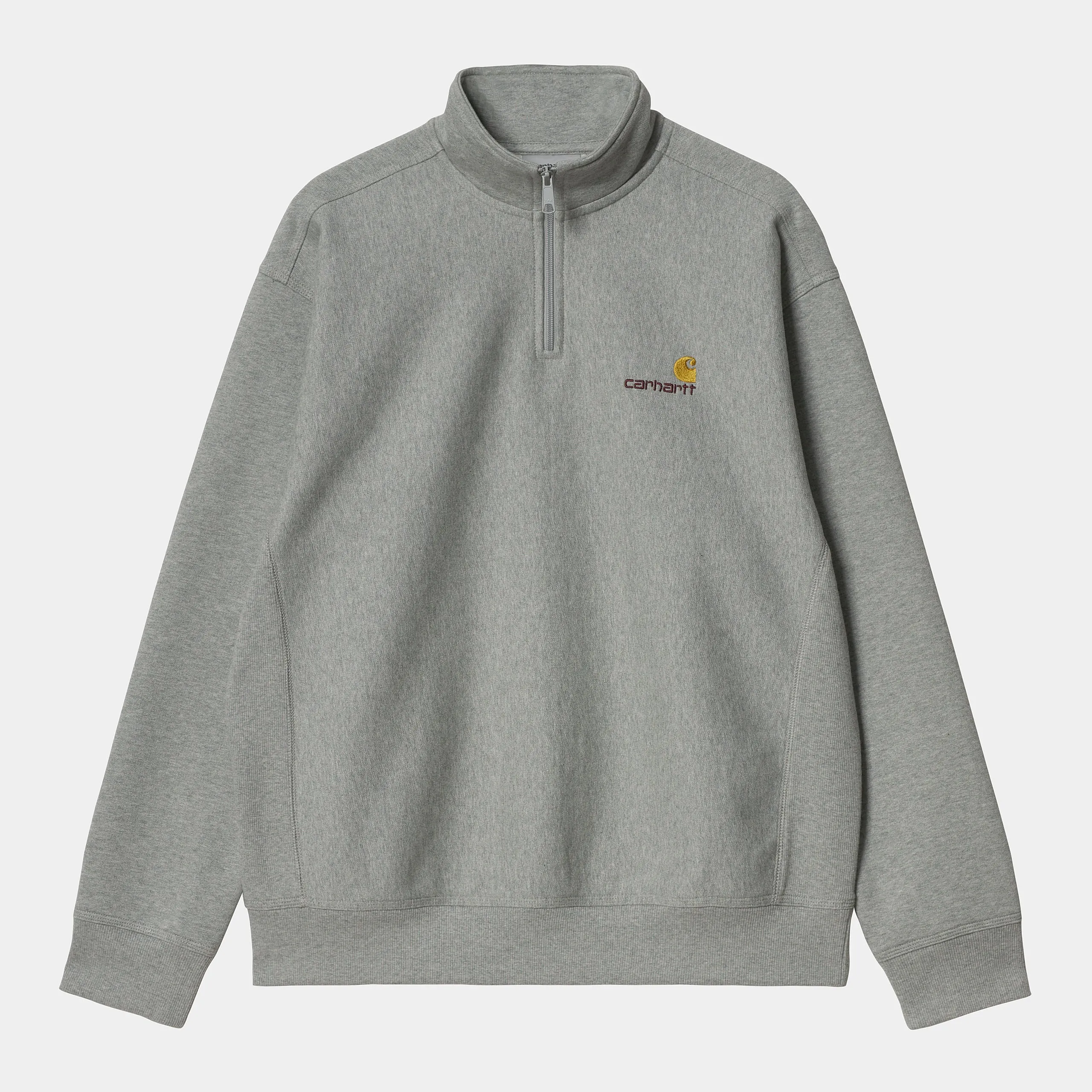 Carhartt WIP Mens Half Zip American Script Sweat Top - Grey Heather sold by The Foot Factory