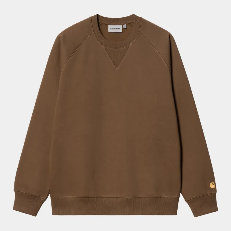 Carhartt WIP Mens Chase Sweat Top - Chocolate sold by The Foot Factory