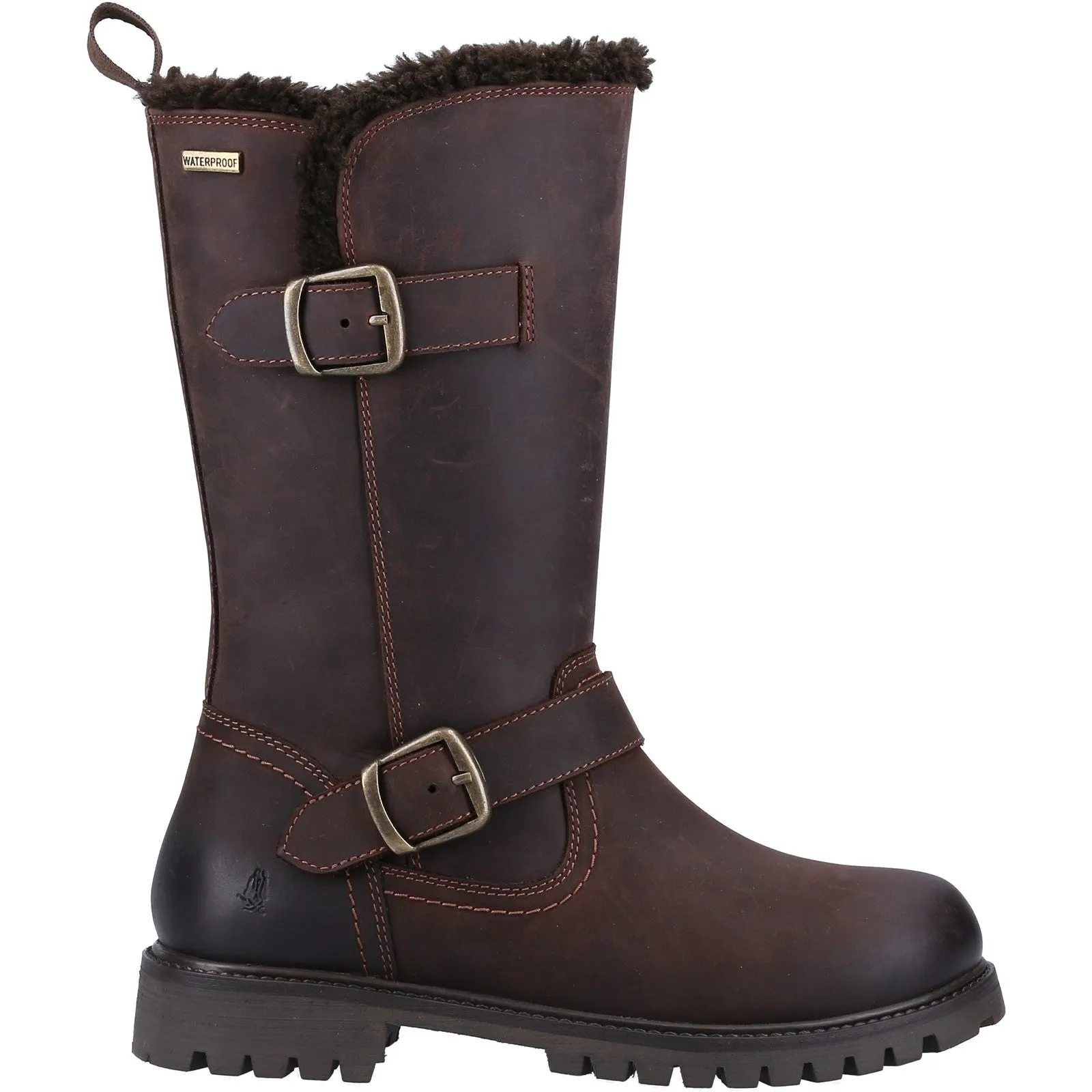 Hush Puppies Womens Winnie Shearling Lined Leather Boots - Brown sold by The Foot Factory