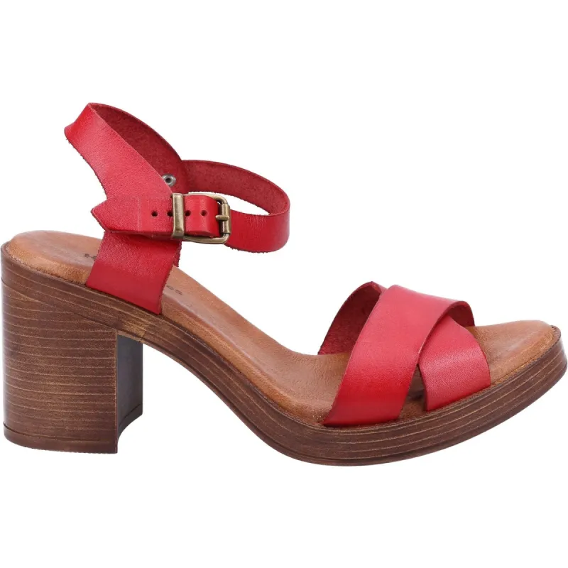 Hush Puppies Womens Georgia Leather Sandal - Red sold by The Foot Factory
