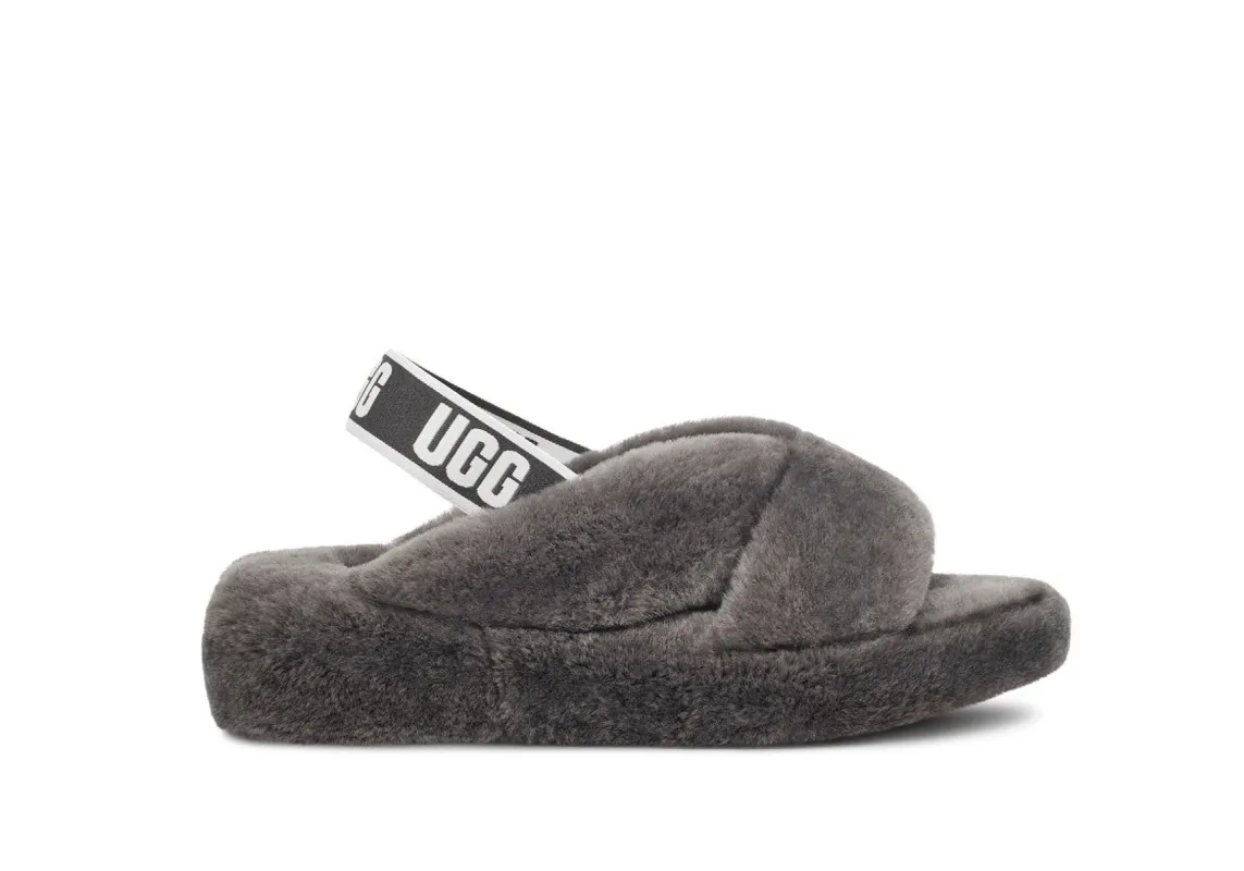 UGG Womens Fab Yeah Slippers - Charcoal sold by The Foot Factory