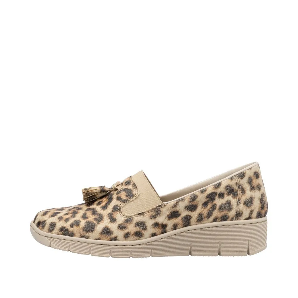 Rieker Womens Slip On Animal Print Wedge Shoe - Beige sold by The Foot Factory product image thumbnail 5