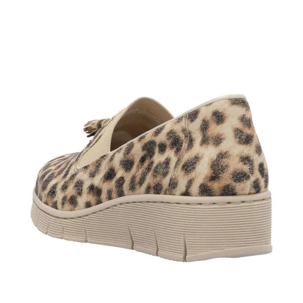 Rieker Womens Slip On Animal Print Wedge Shoe - Beige sold by The Foot Factory product image thumbnail 4