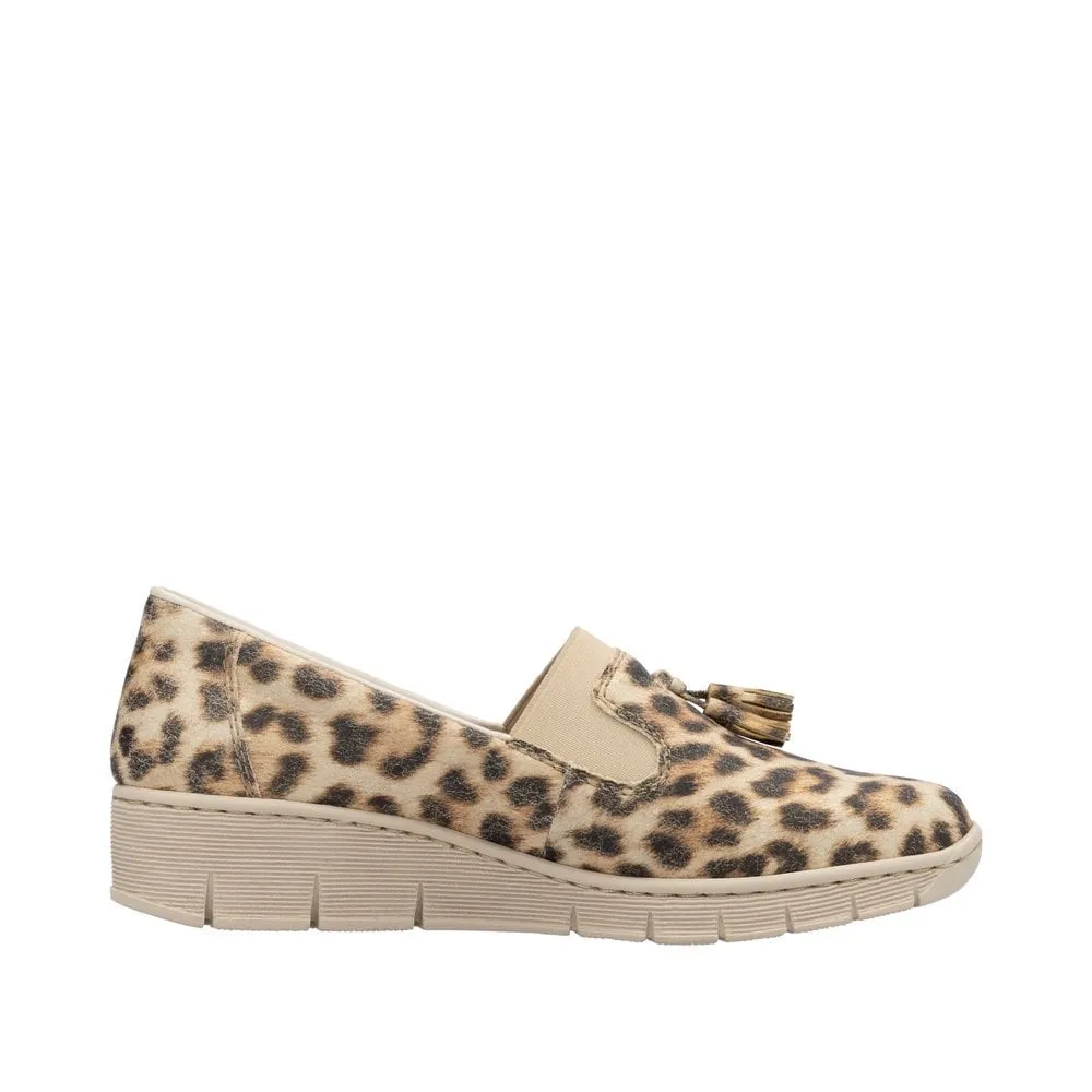 Rieker Womens Slip On Animal Print Wedge Shoe - Beige sold by The Foot Factory product image thumbnail 3