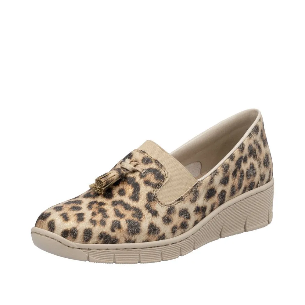 Rieker Womens Slip On Animal Print Wedge Shoe - Beige sold by The Foot Factory product image thumbnail 2