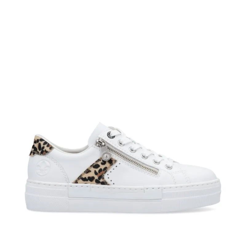 Rieker Womens Platform Leather Trainers - White sold by The Foot Factory