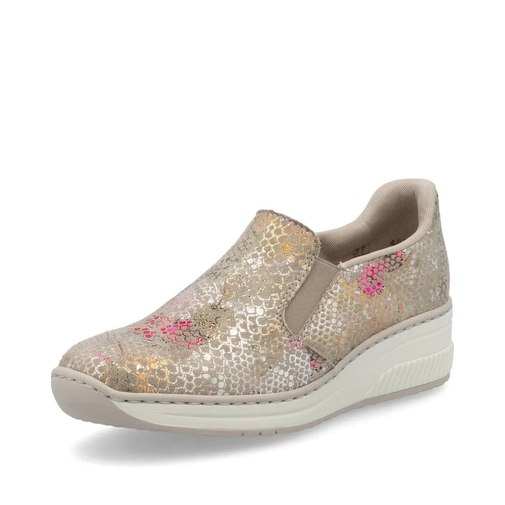 Rieker Womens Slip On Wedge Trainers - Metallic sold by The Foot Factory product image thumbnail 2