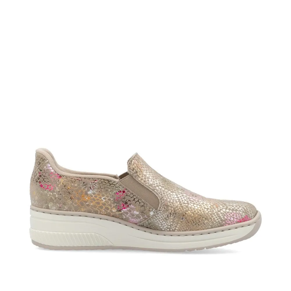 Rieker Womens Slip On Wedge Trainers - Metallic sold by The Foot Factory product image thumbnail 3