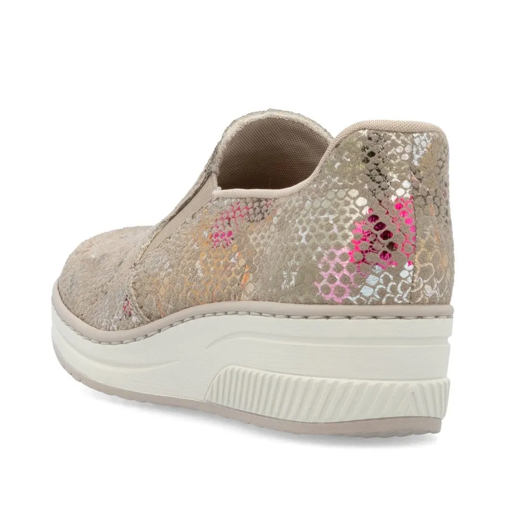 Rieker Womens Slip On Wedge Trainers - Metallic sold by The Foot Factory product image thumbnail 4
