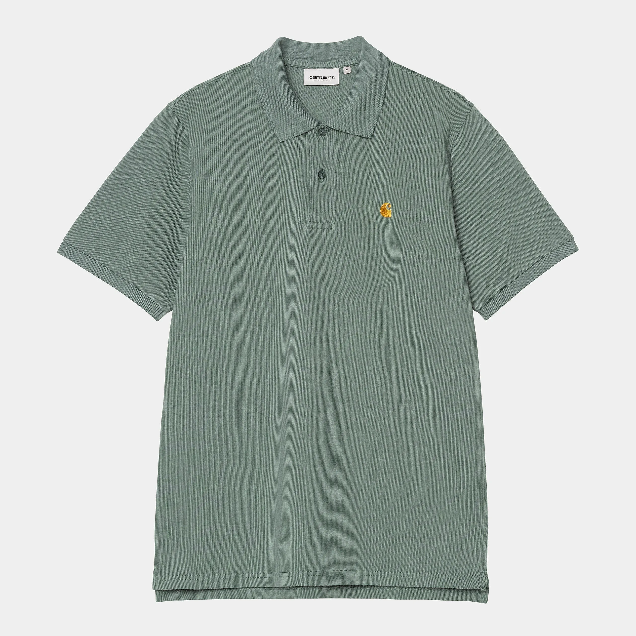 Carhartt WIP Mens Chase Pique Short Sleeve Polo Shirt - Silver Pine sold by The Foot Factory