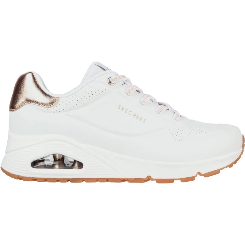Skechers Womens Uno Shimmer Away Trainers - White sold by The Foot Factory