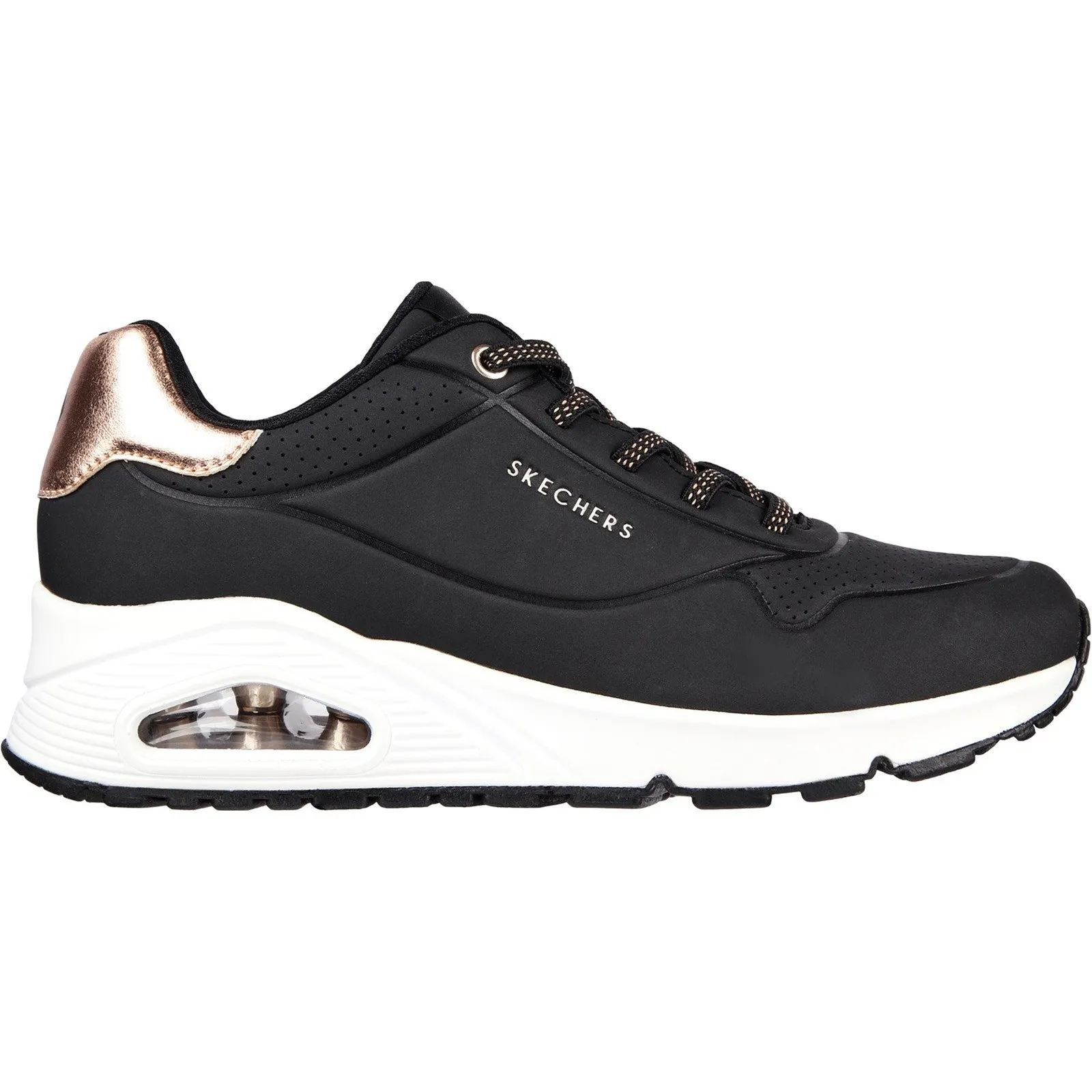 Skechers Womens Uno Shimmer Away Trainers - Black sold by The Foot Factory