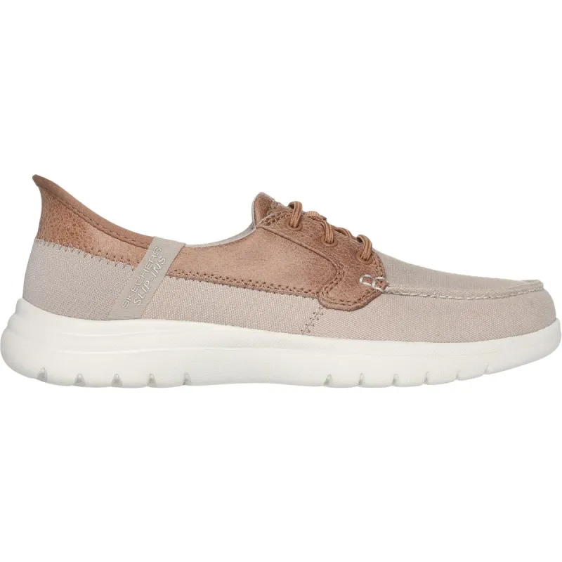 Skechers Womens On-the-Go Flex Palmilla Boat Shoe - Taupe sold by The Foot Factory