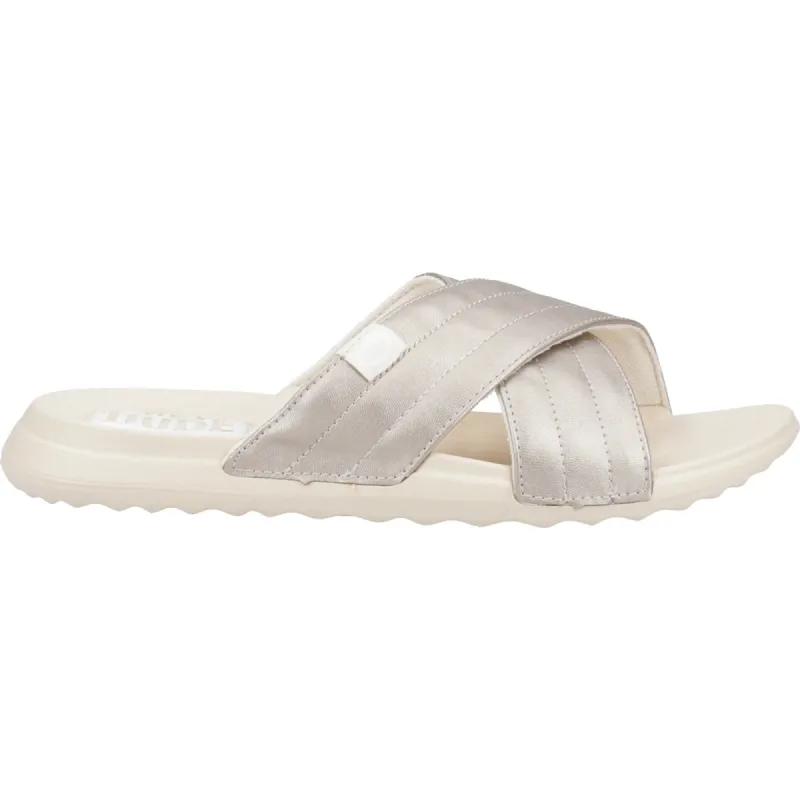 Hey Dude Womens Christi Slide Distressed Sandal - Metallic sold by The Foot Factory