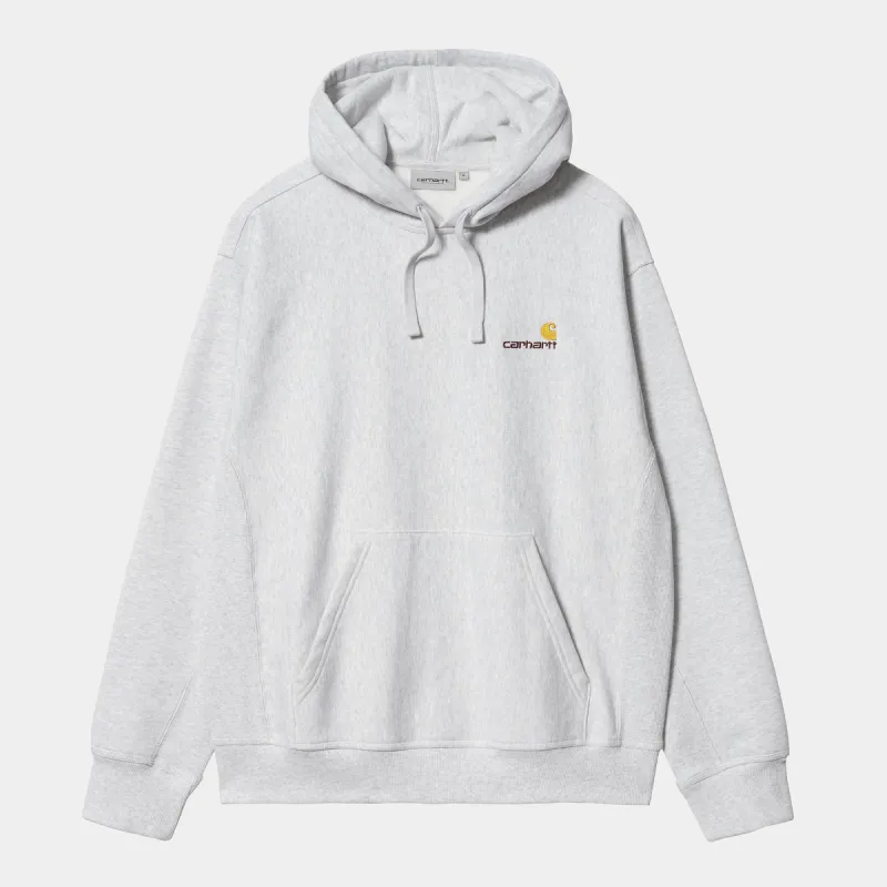Carhartt WIP Mens American Script Sweat Hoodie - Ash Heather sold by The Foot Factory