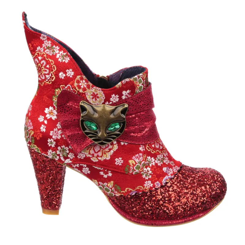 Irregular Choice Womens Miaow High Heel - Red Glitter sold by The Foot Factory