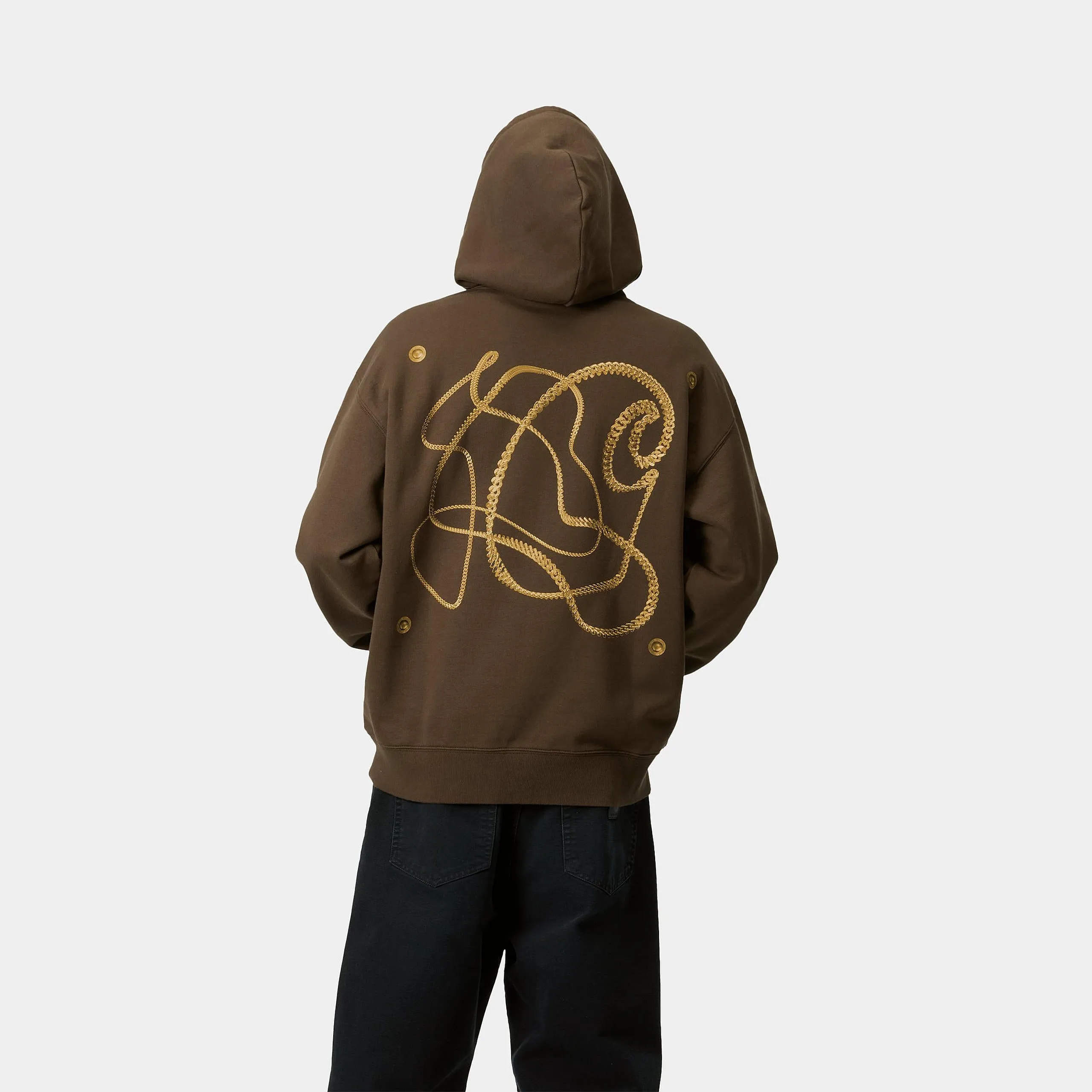 Carhartt WIP Mens Charm Link Hoodie - Liberica / Gold Stone Washed sold by The Foot Factory product image thumbnail 4