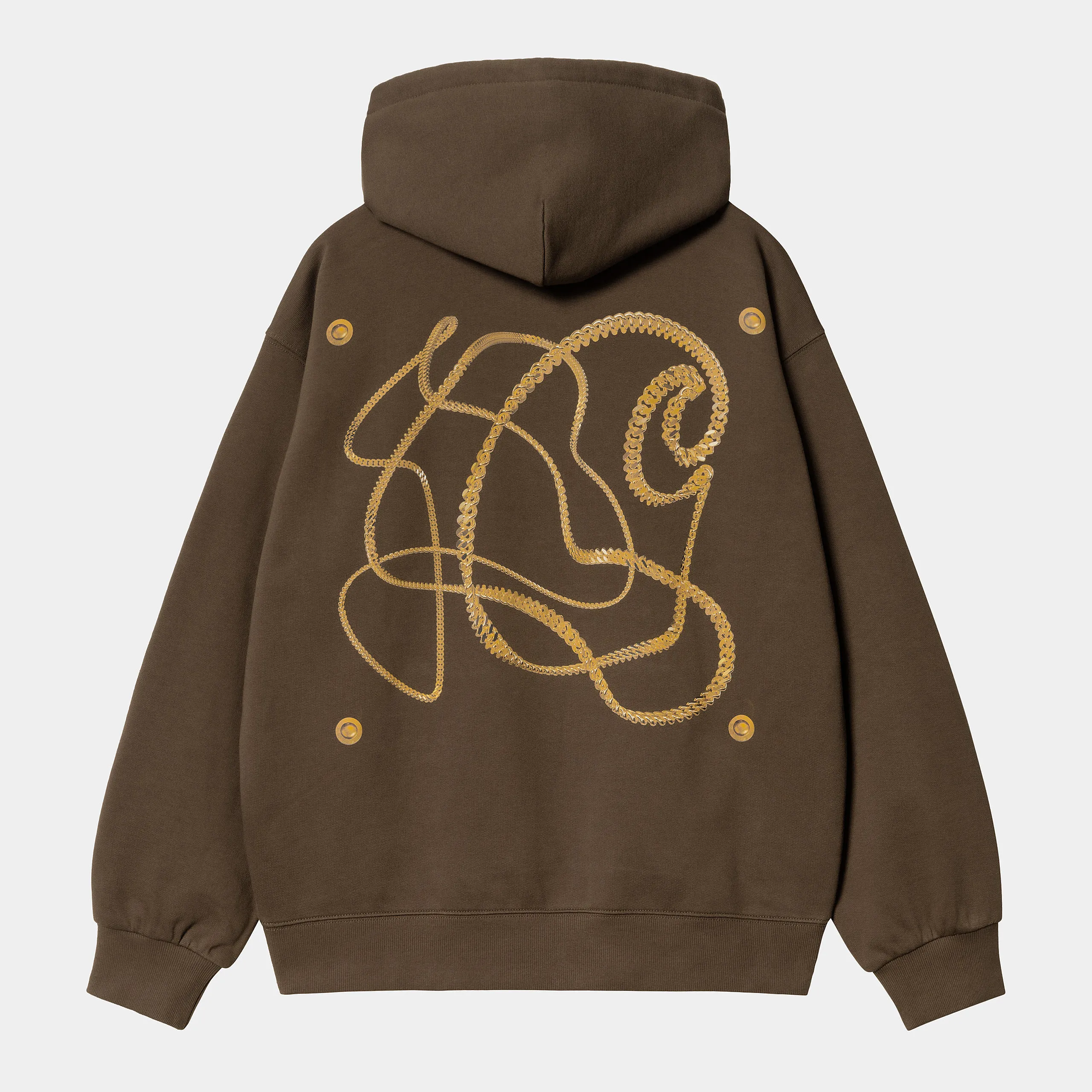 Carhartt WIP Mens Charm Link Hoodie - Liberica / Gold Stone Washed sold by The Foot Factory product image thumbnail 2
