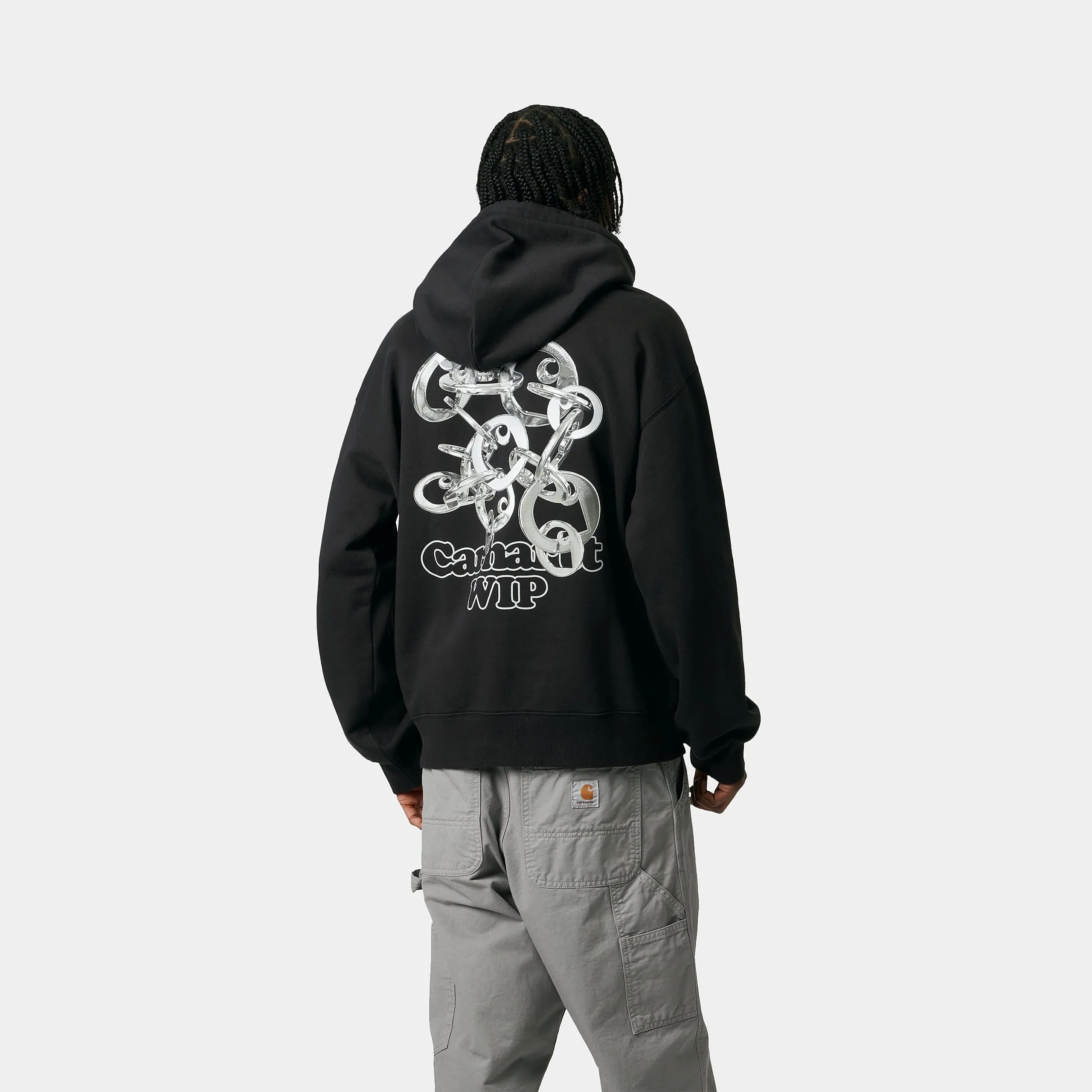 Carhartt WIP Mens Charm Link Hoodie - Black / Silver Stone Washed sold by The Foot Factory product image thumbnail 4