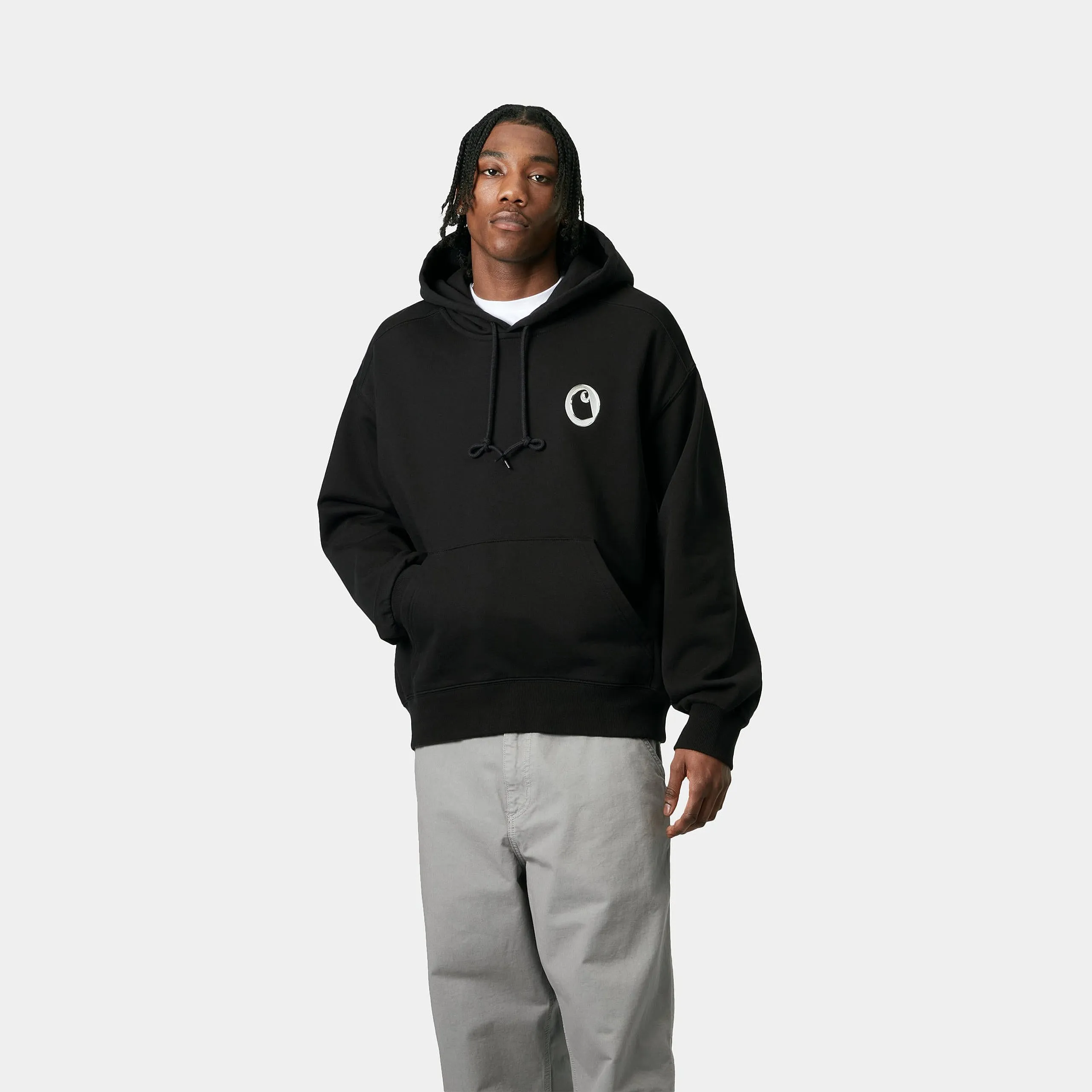 Carhartt WIP Mens Charm Link Hoodie - Black / Silver Stone Washed sold by The Foot Factory product image thumbnail 3