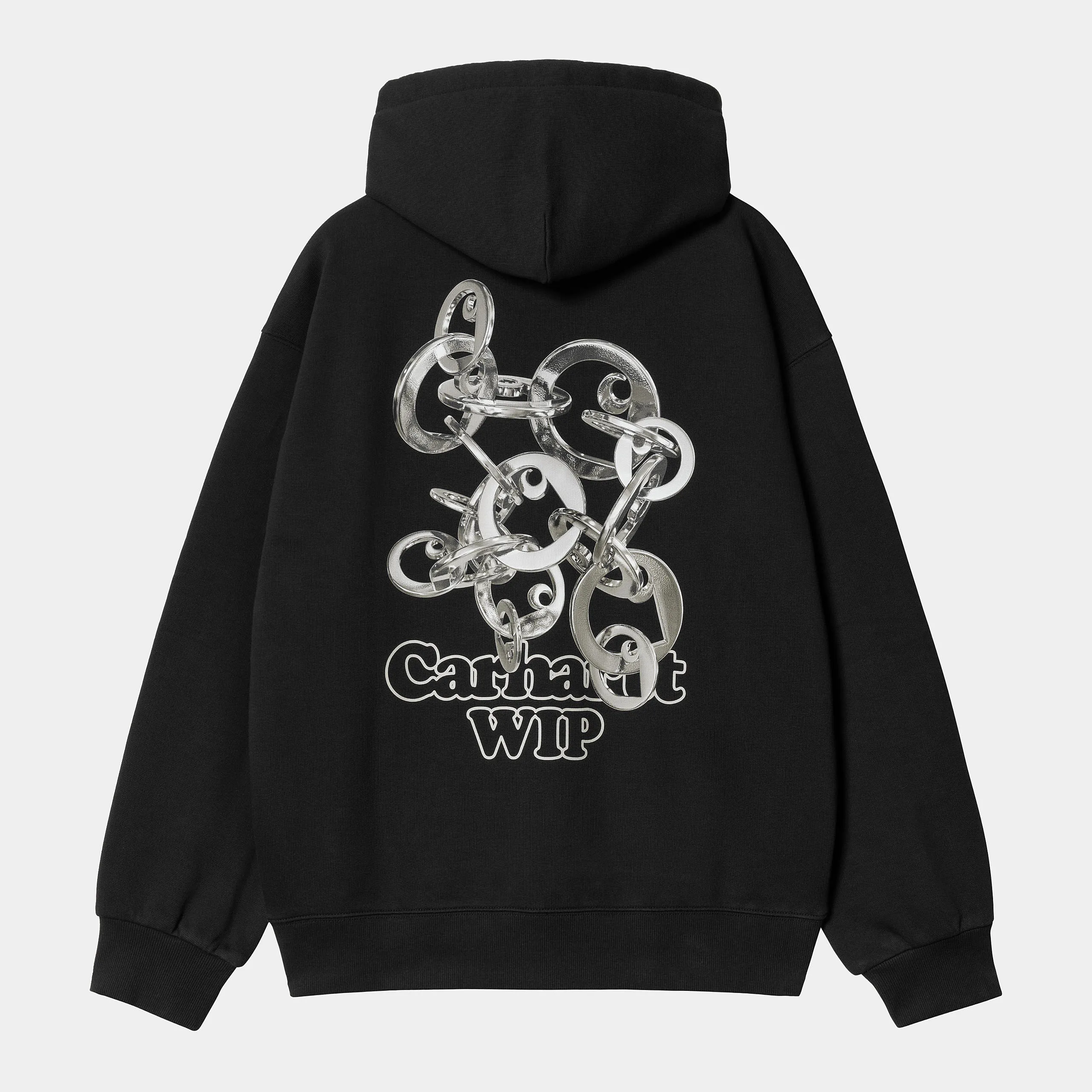 Carhartt WIP Mens Charm Link Hoodie - Black / Silver Stone Washed sold by The Foot Factory product image thumbnail 2