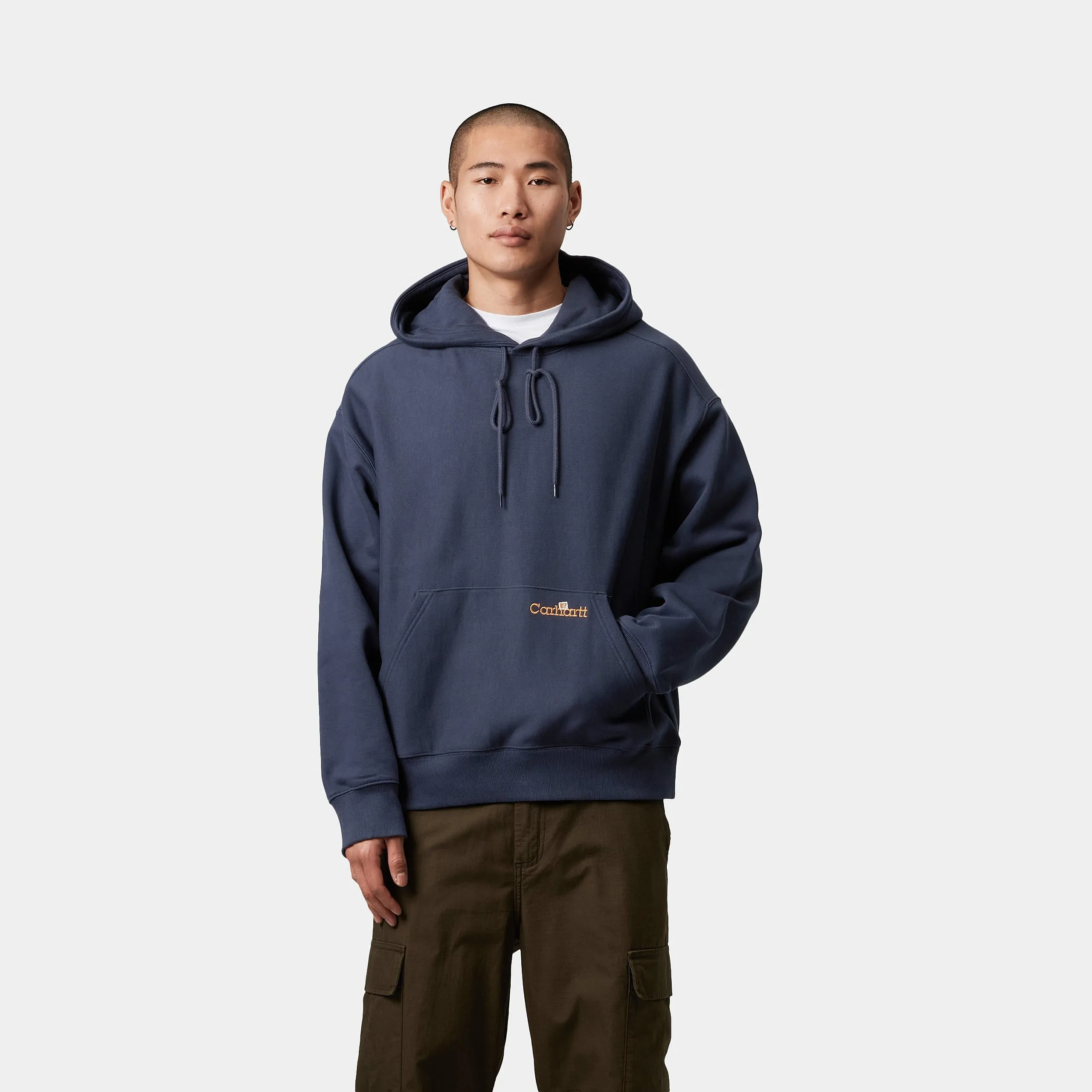 Carhartt WIP Mens Label Script Sweat Hoodie - Blue sold by The Foot Factory product image thumbnail 3