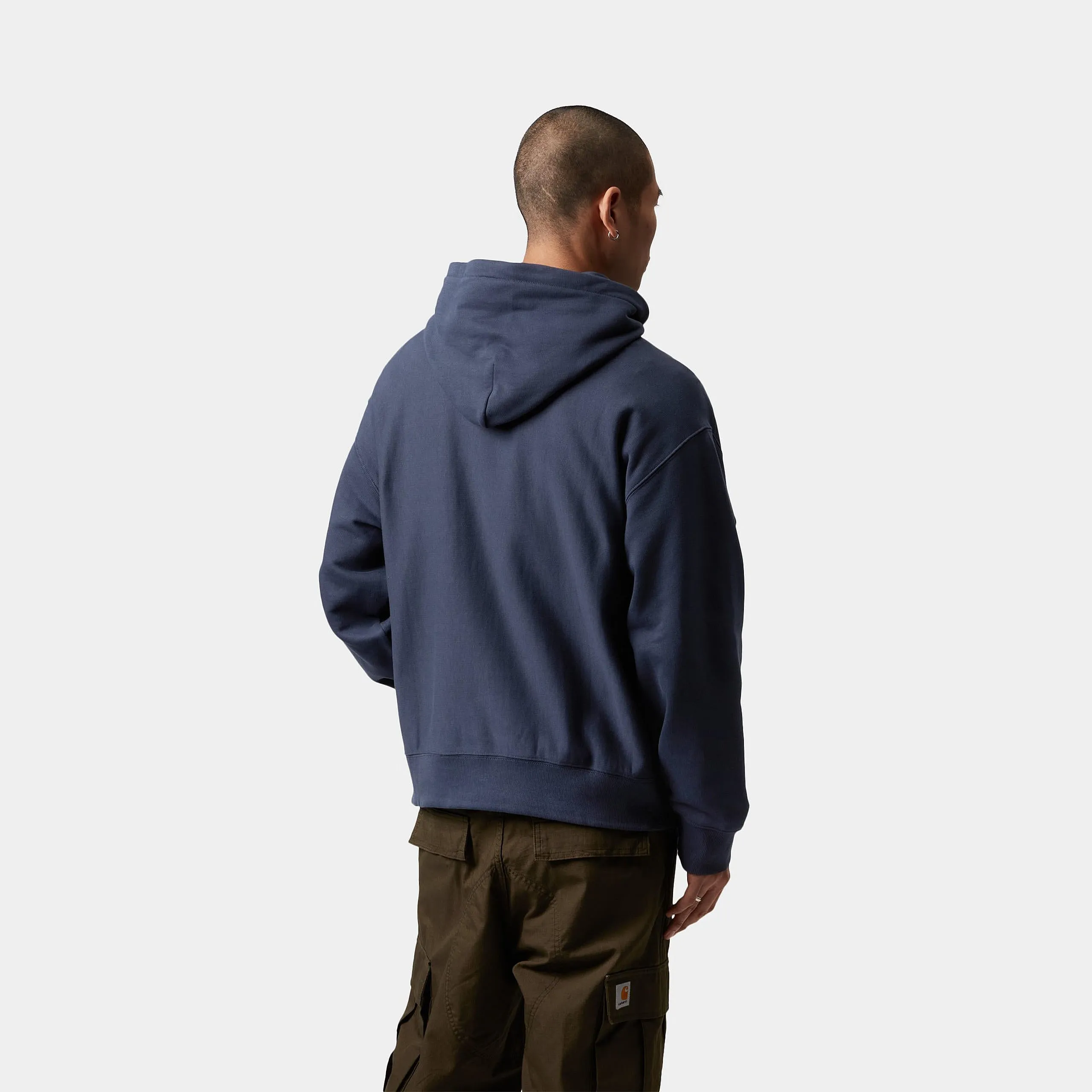 Carhartt WIP Mens Label Script Sweat Hoodie - Blue sold by The Foot Factory product image thumbnail 4
