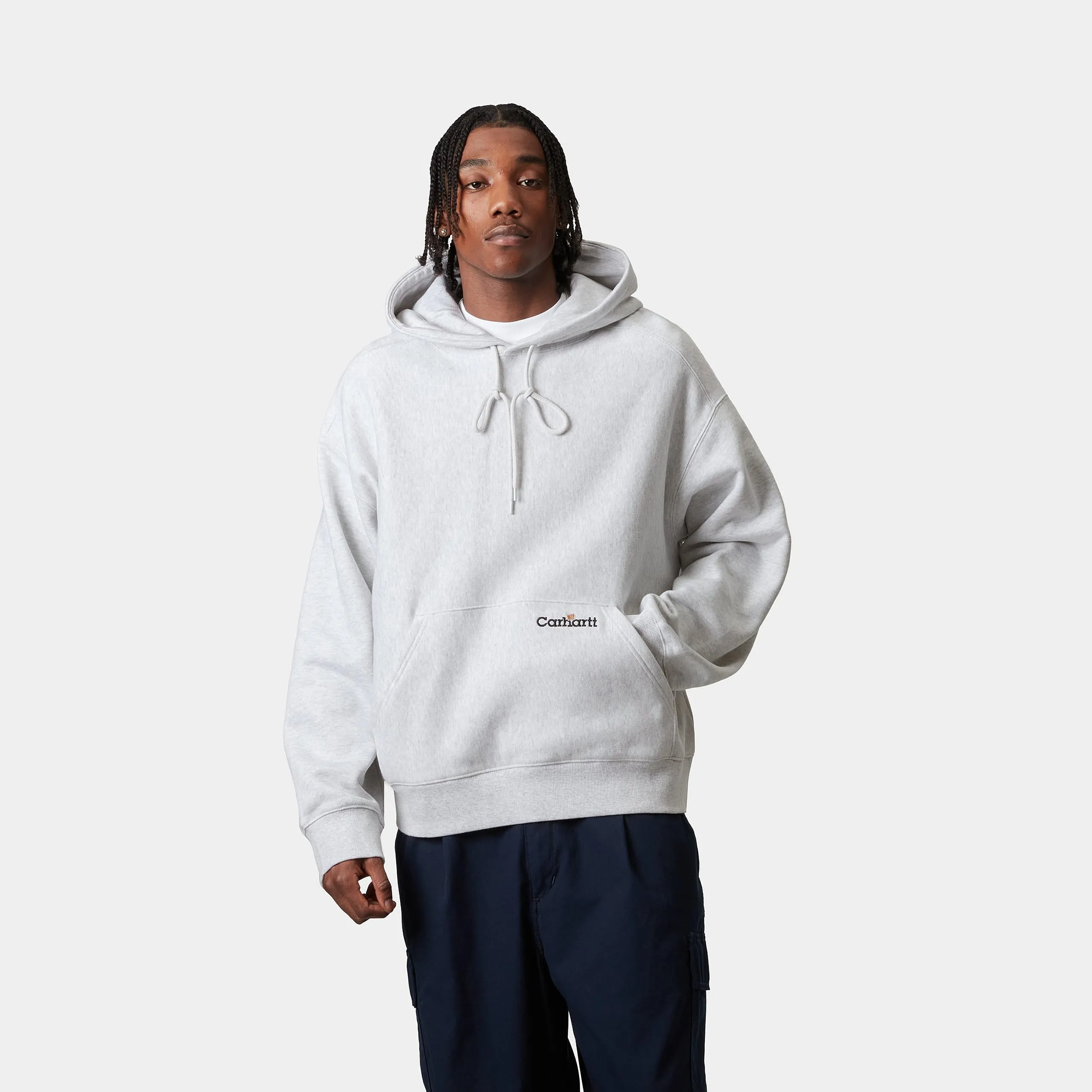 Carhartt WIP Mens Label Script Sweat Hoodie - Ash Heather sold by The Foot Factory product image thumbnail 3