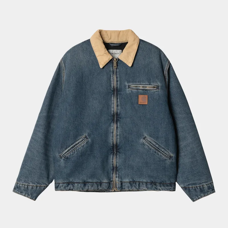Carhartt WIP Mens OG Detroit Jacket - Blue / Dusty Hamilton Brown Worn Used Wash sold by The Foot Factory