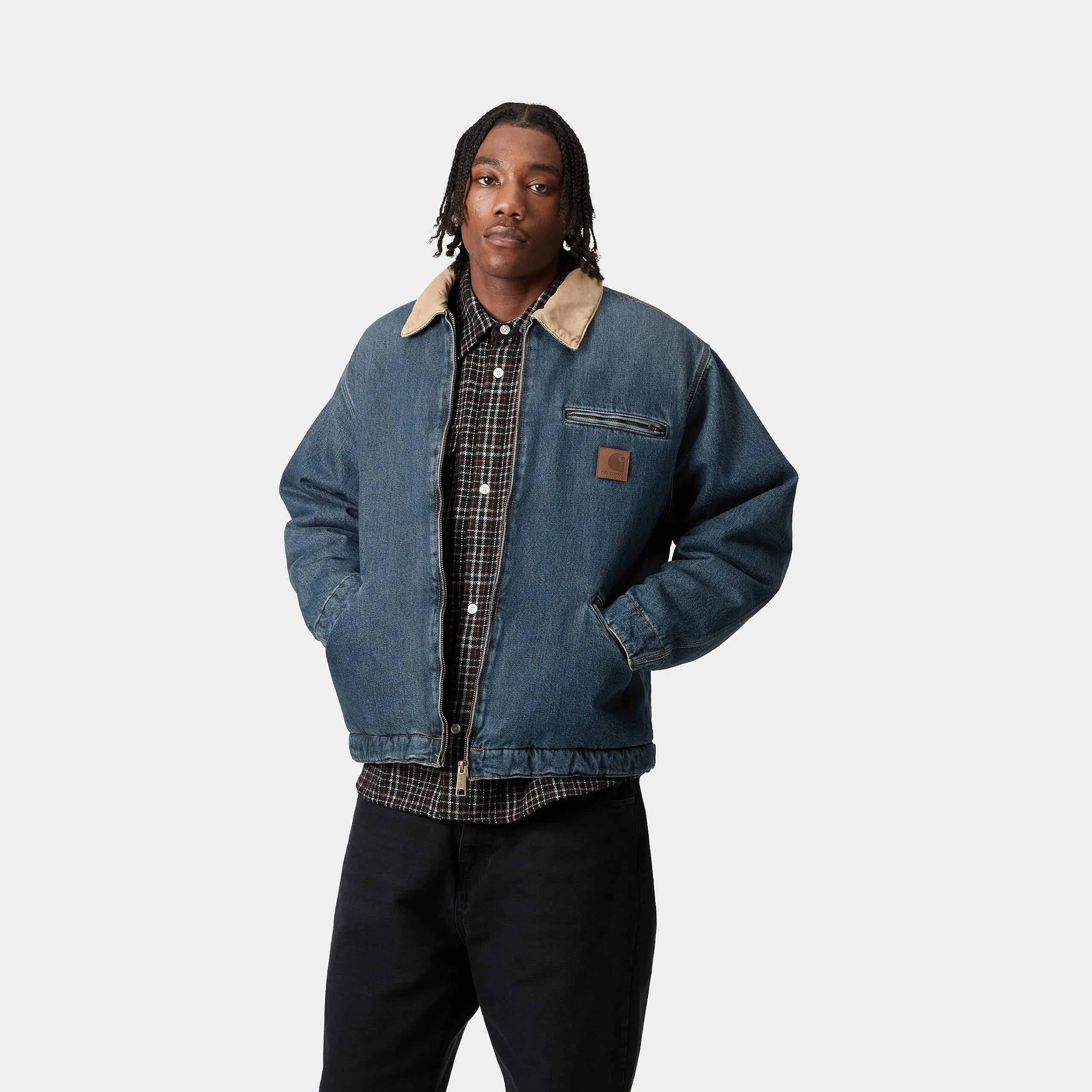Carhartt WIP Mens OG Detroit Jacket - Blue / Dusty Hamilton Brown Worn Used Wash sold by The Foot Factory product image thumbnail 4