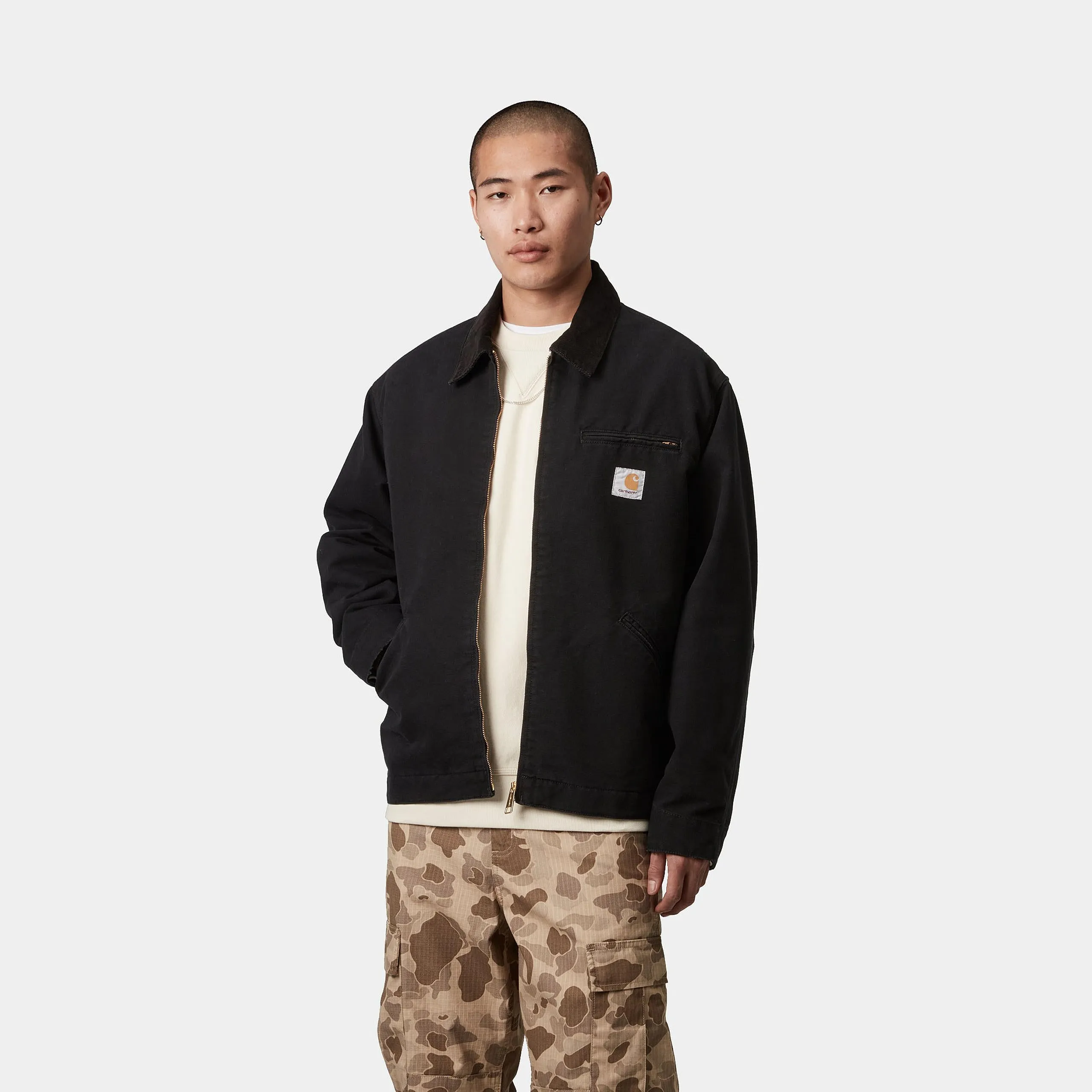 Carhartt WIP Mens OG Detroit Jacket - Black Aged Canvas sold by The Foot Factory product image thumbnail 3