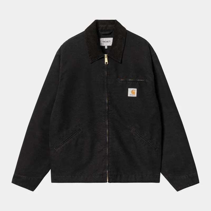 Carhartt WIP Mens OG Detroit Jacket - Black Aged Canvas sold by The Foot Factory