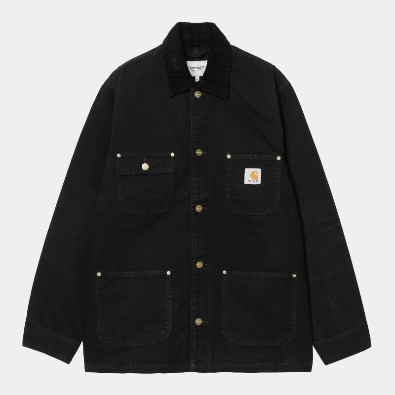 Carhartt WIP Mens OG Chore Aged Canvas Jacket - Black sold by The Foot Factory