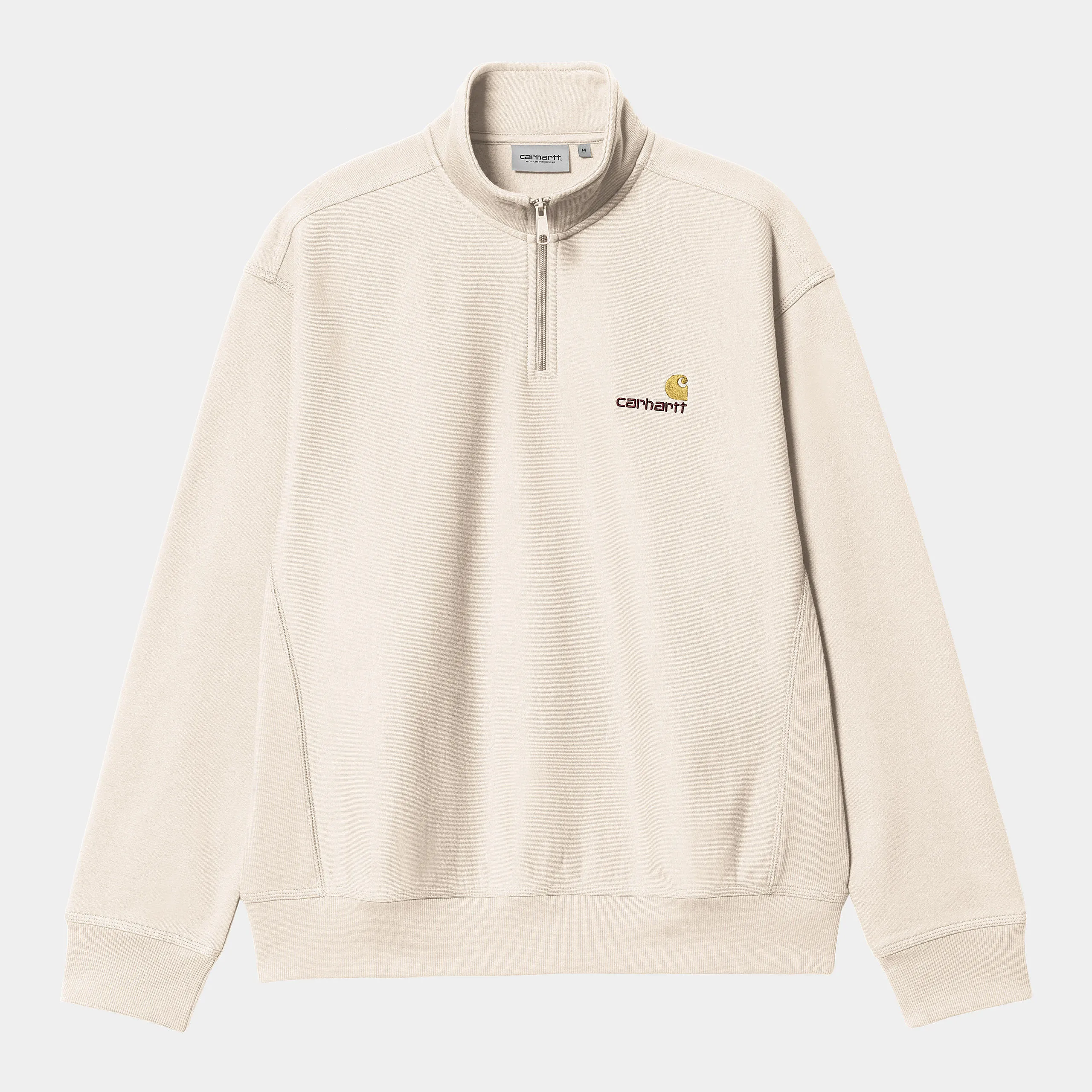 Carhartt WIP Mens Half Zip American Script Sweat Top - Moonbeam sold by The Foot Factory