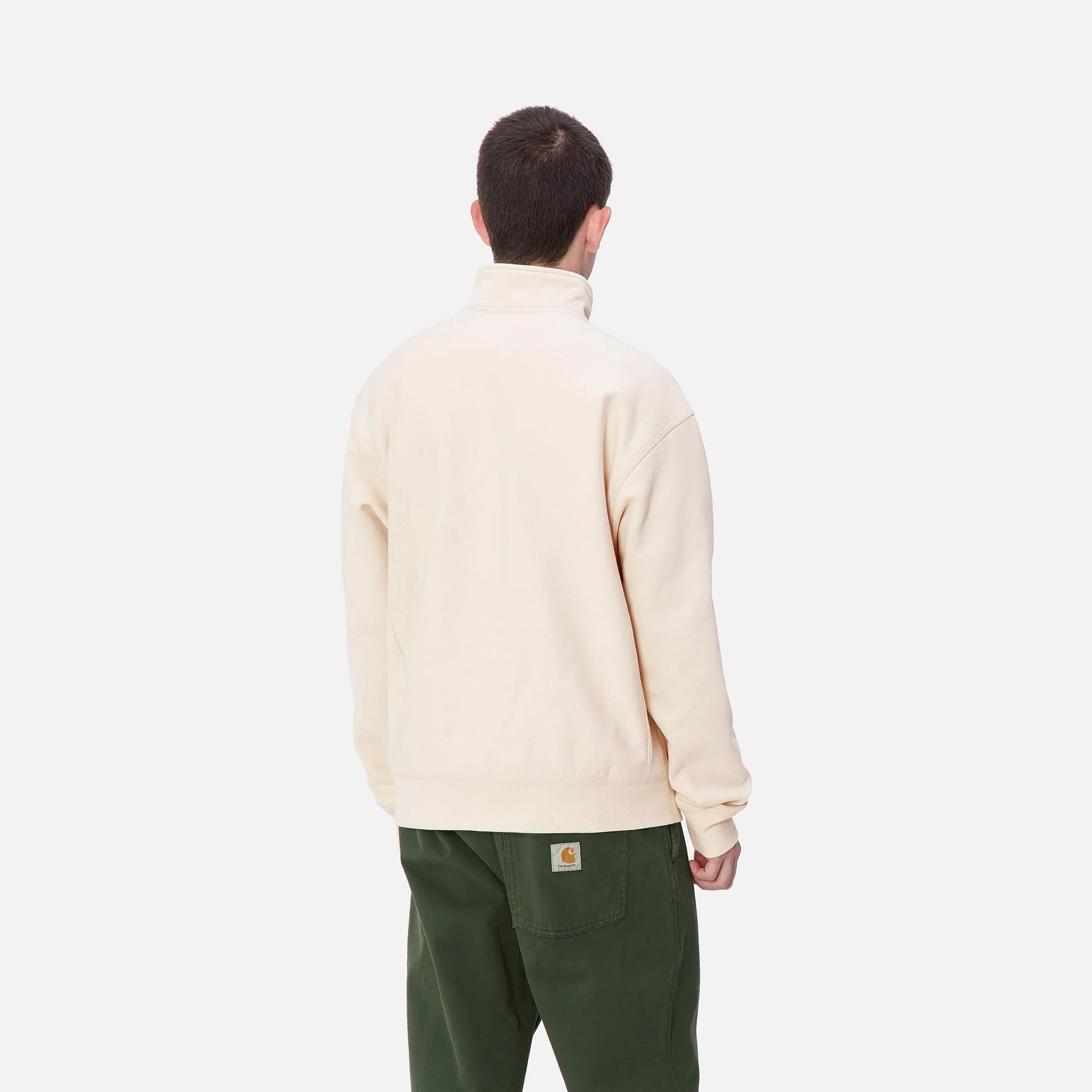 Carhartt WIP Mens Half Zip American Script Sweat Top - Moonbeam sold by The Foot Factory product image thumbnail 4