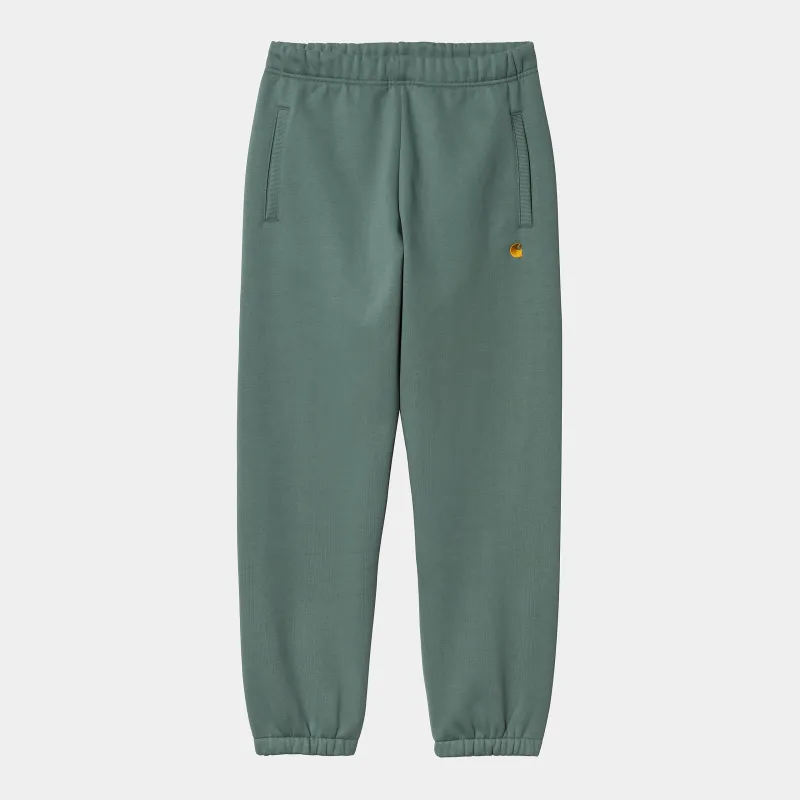 Carhartt WIP Mens Chase Sweat Pant - Silver Pine / Gold sold by The Foot Factory