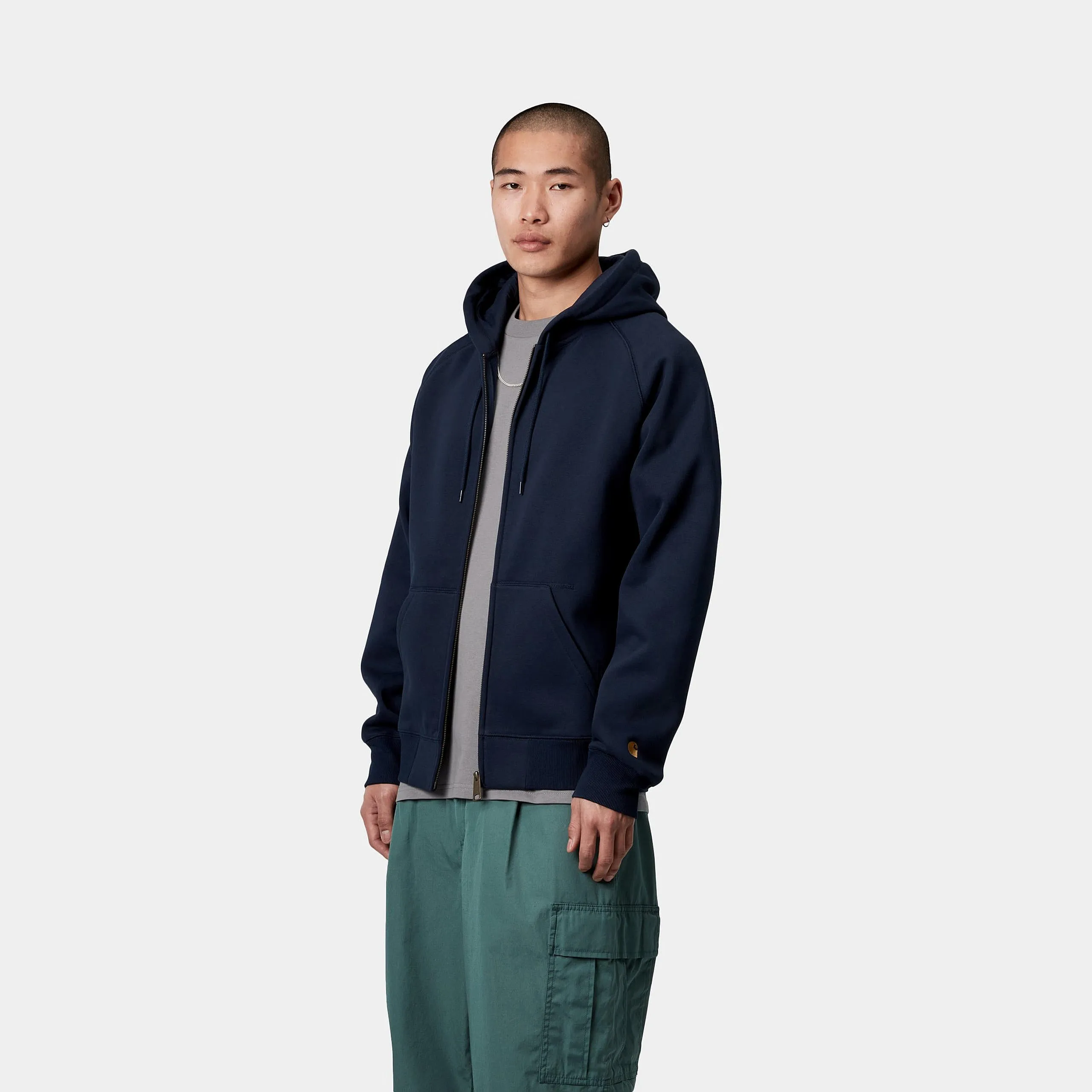 Carhartt WIP Mens Chase Zip Front Jacket Hoodie - Mizar sold by The Foot Factory product image thumbnail 3