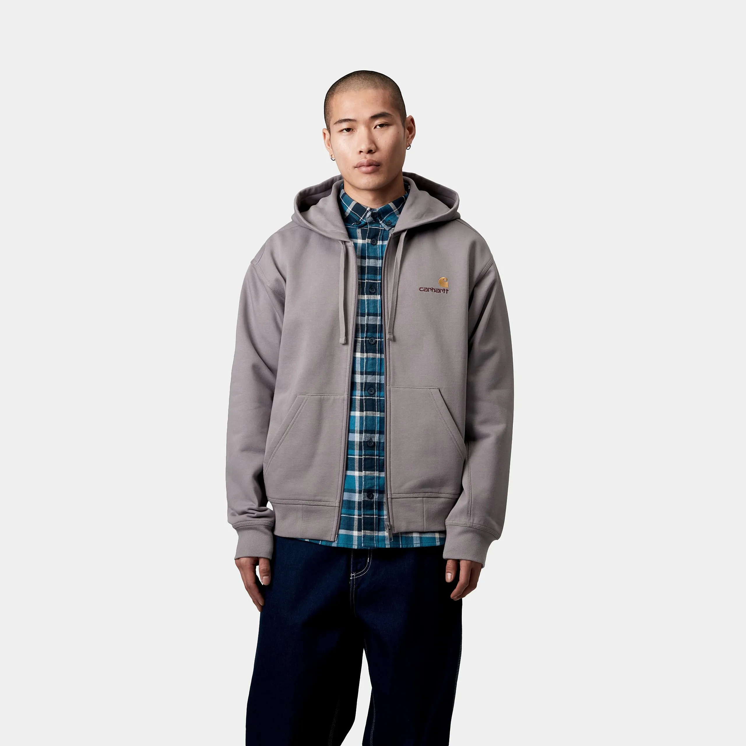 Carhartt WIP Mens American Script Zip Front Jacket Hoodie - Yosemite sold by The Foot Factory product image thumbnail 3