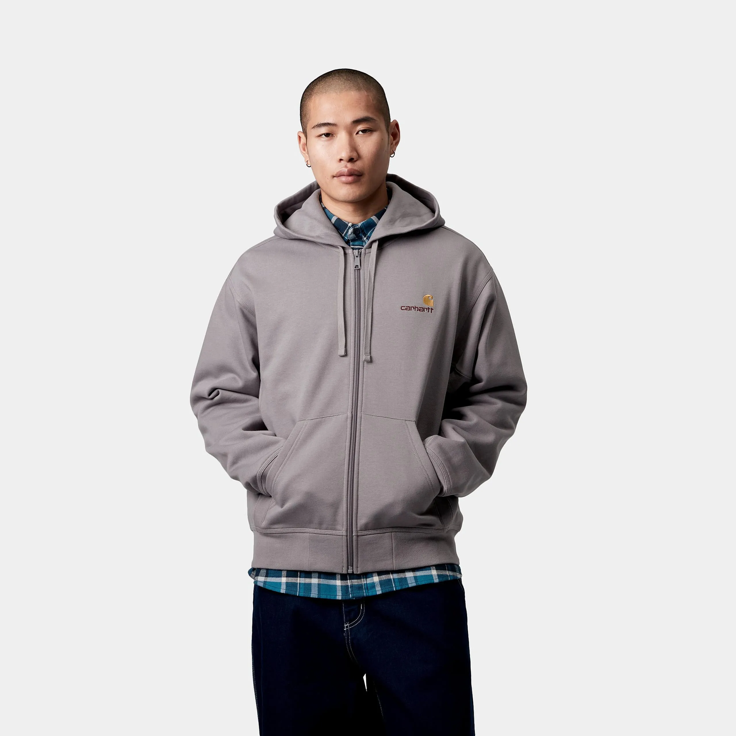 Carhartt WIP Mens American Script Zip Front Jacket Hoodie - Yosemite sold by The Foot Factory product image thumbnail 5