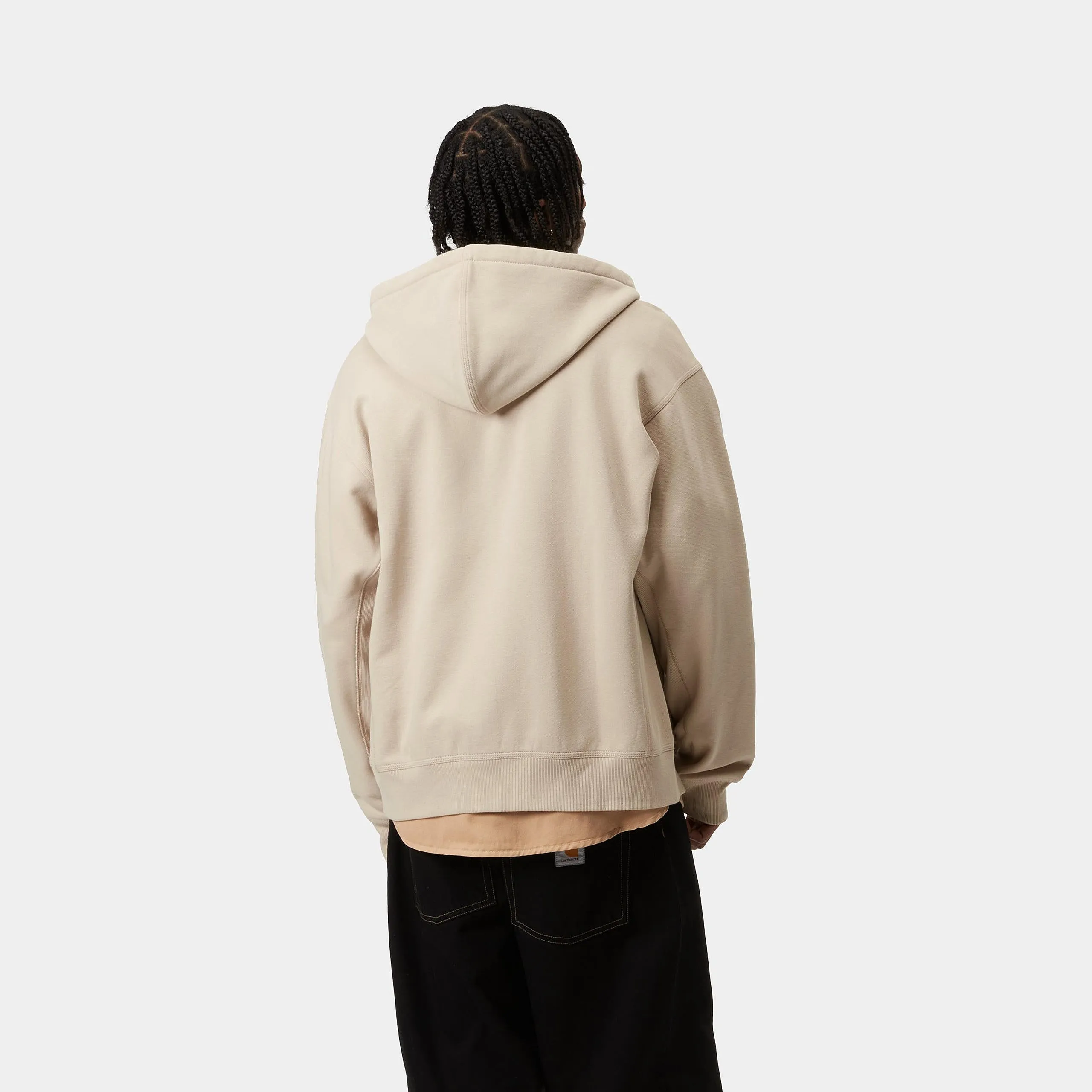 Carhartt WIP Mens American Script Zip Front Jacket Hoodie - Fleur De Sel sold by The Foot Factory product image thumbnail 4