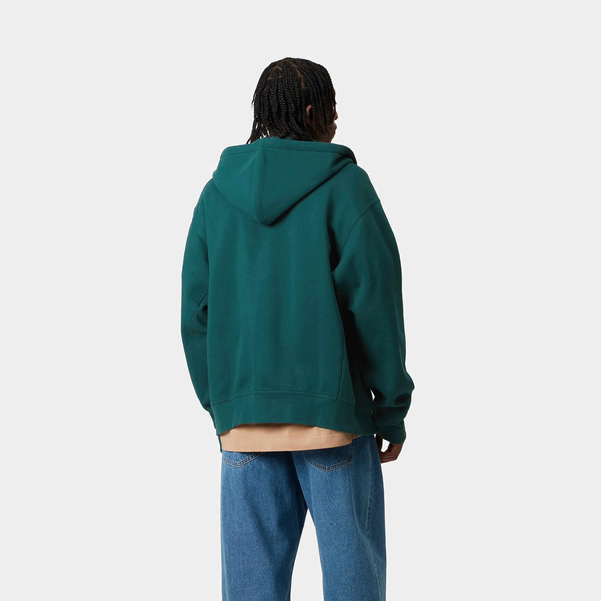 Carhartt WIP Mens American Script Zip Front Jacket Hoodie - Malachite sold by The Foot Factory product image thumbnail 4