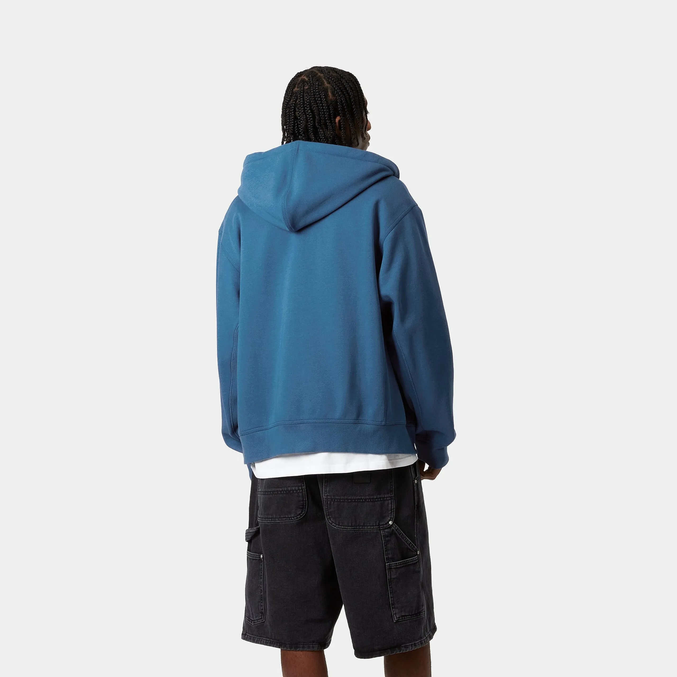 Carhartt WIP Mens American Script Zip Front Jacket Hoodie - Sodalite sold by The Foot Factory product image thumbnail 4