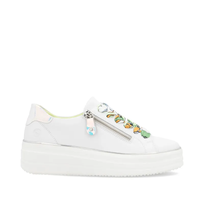 Remonte Womens Leather Trainers - White sold by The Foot Factory