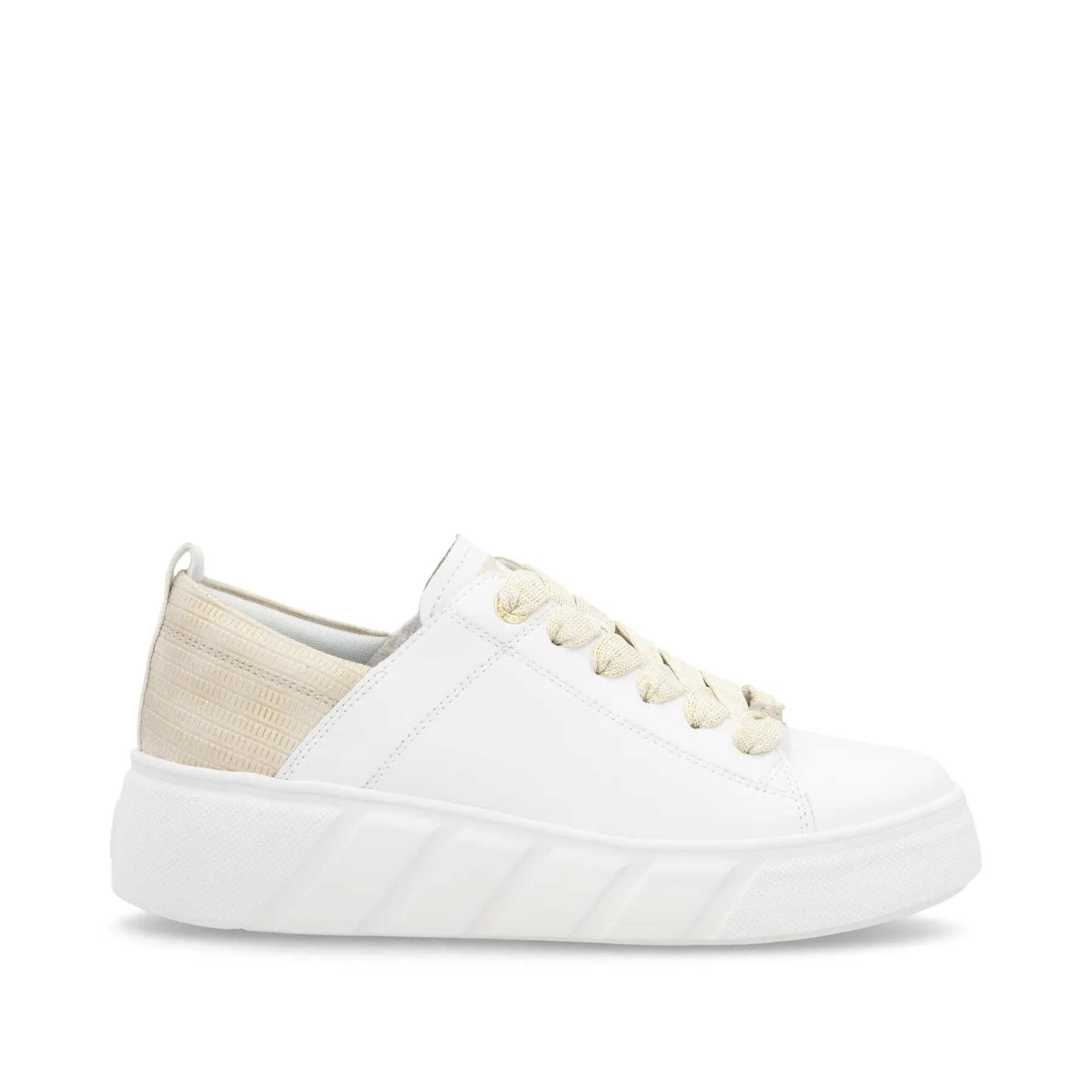 Rieker Womens Fashion Leather Trainers - White sold by The Foot Factory